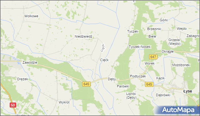 mapa Cięćk, Cięćk na mapie Targeo