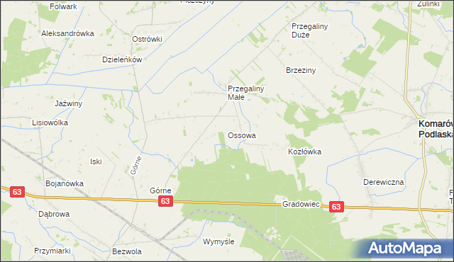 mapa Ossowa, Ossowa na mapie Targeo