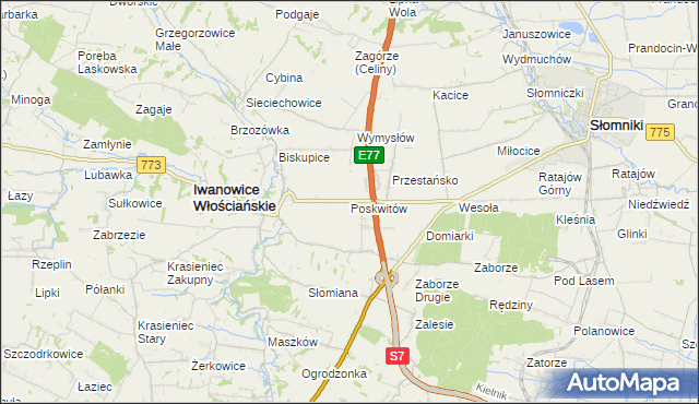 mapa Poskwitów, Poskwitów na mapie Targeo