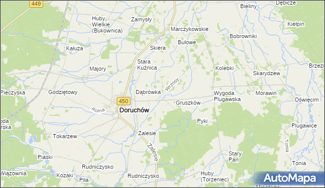 mapa Wrzosy gmina Doruchów, Wrzosy gmina Doruchów na mapie Targeo