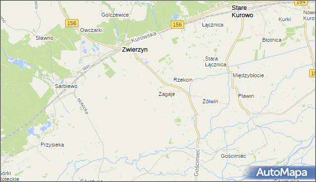 mapa Zagaje gmina Zwierzyn, Zagaje gmina Zwierzyn na mapie Targeo