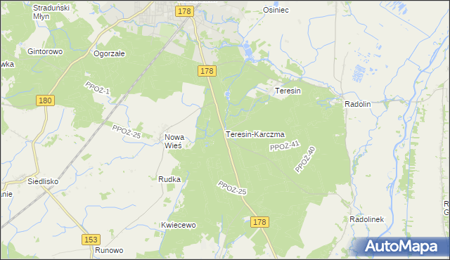 mapa Teresin-Karczma, Teresin-Karczma na mapie Targeo