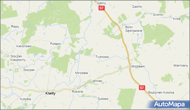 mapa Trutnowo gmina Bartoszyce, Trutnowo gmina Bartoszyce na mapie Targeo
