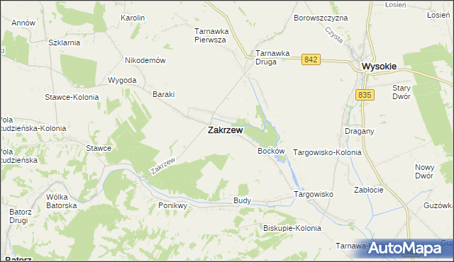 mapa Zakrzew-Kolonia gmina Zakrzew, Zakrzew-Kolonia gmina Zakrzew na mapie Targeo