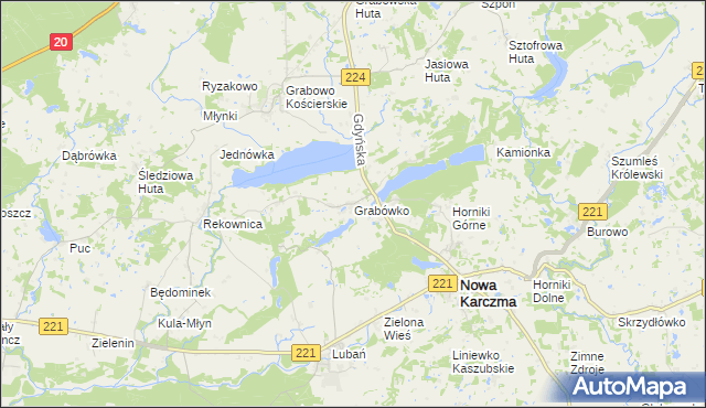 mapa Grabówko gmina Nowa Karczma, Grabówko gmina Nowa Karczma na mapie Targeo