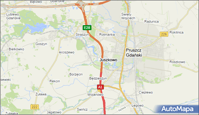 mapa Juszkowo, Juszkowo na mapie Targeo