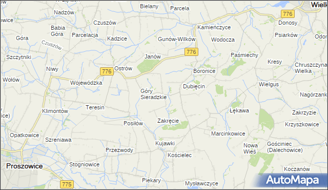 mapa Sieradzice, Sieradzice na mapie Targeo