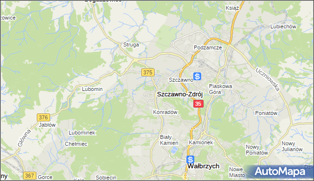 mapa Szczawno-Zdrój, Szczawno-Zdrój na mapie Targeo