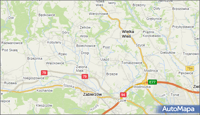 mapa Ujazd gmina Zabierzów, Ujazd gmina Zabierzów na mapie Targeo