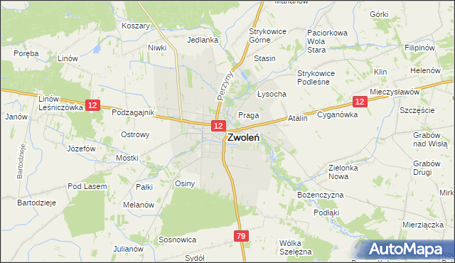 mapa Zwoleń, Zwoleń na mapie Targeo