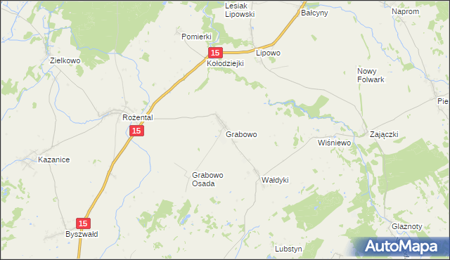 mapa Grabowo gmina Lubawa, Grabowo gmina Lubawa na mapie Targeo