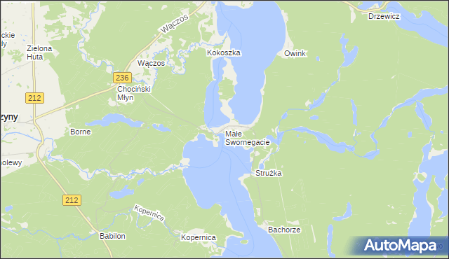 mapa Małe Swornegacie, Małe Swornegacie na mapie Targeo