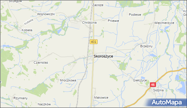 mapa Skoroszyce, Skoroszyce na mapie Targeo
