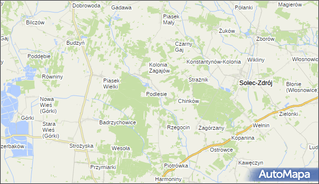 mapa Zagajów gmina Solec-Zdrój, Zagajów gmina Solec-Zdrój na mapie Targeo