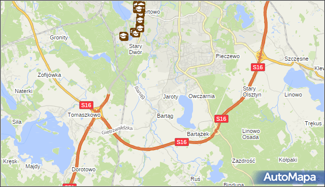 mapa Jaroty, Jaroty na mapie Targeo