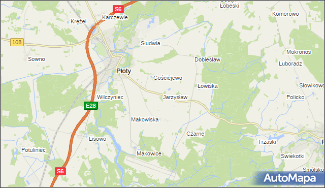 mapa Jarzysław gmina Płoty, Jarzysław gmina Płoty na mapie Targeo