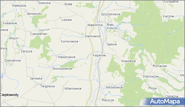 mapa Kazanów gmina Strzelin, Kazanów gmina Strzelin na mapie Targeo