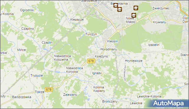 mapa Księżyno, Księżyno na mapie Targeo