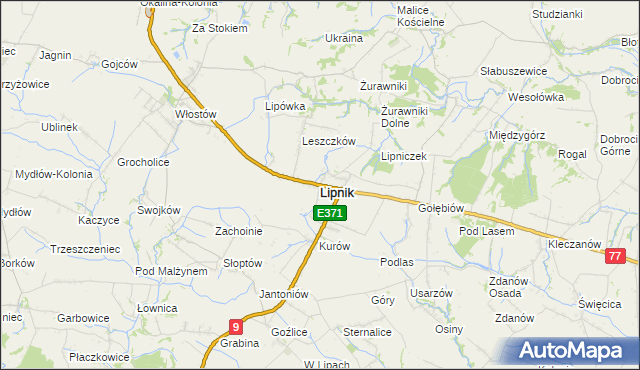 mapa Lipnik powiat opatowski, Lipnik powiat opatowski na mapie Targeo