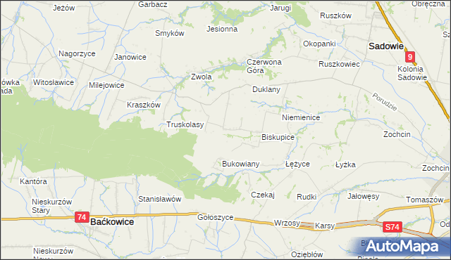 mapa Michałów gmina Sadowie, Michałów gmina Sadowie na mapie Targeo