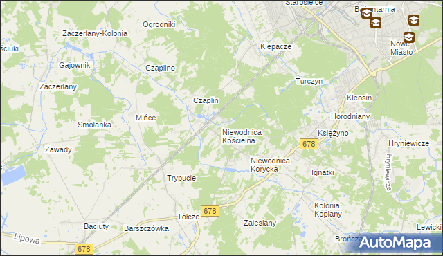 mapa Niewodnica Kościelna, Niewodnica Kościelna na mapie Targeo