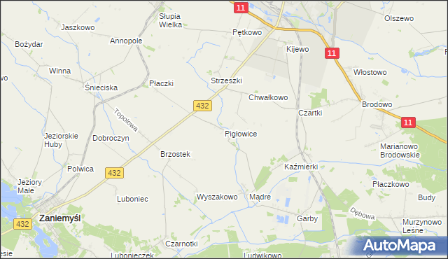 mapa Pigłowice, Pigłowice na mapie Targeo