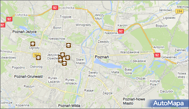 mapa Poznania, Poznań na mapie Targeo