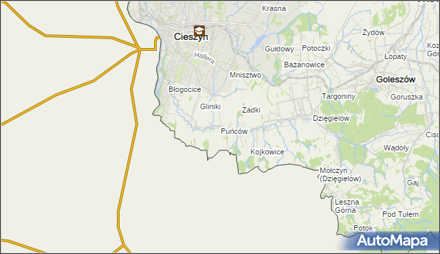 mapa Puńców, Puńców na mapie Targeo