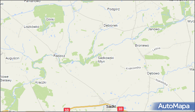 mapa Sadkowski Młyn, Sadkowski Młyn na mapie Targeo