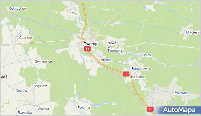 mapa Brynek, Brynek na mapie Targeo