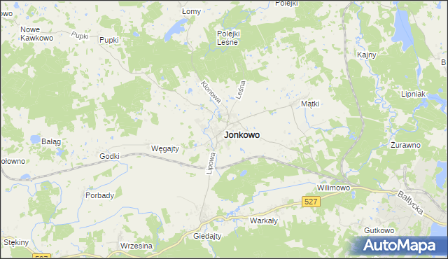 mapa Jonkowo, Jonkowo na mapie Targeo