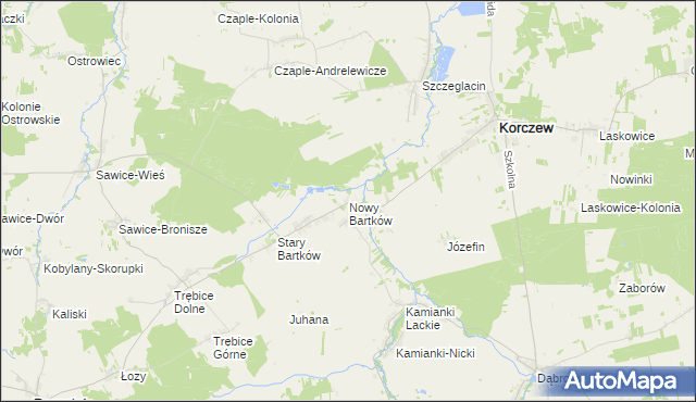 mapa Nowy Bartków, Nowy Bartków na mapie Targeo