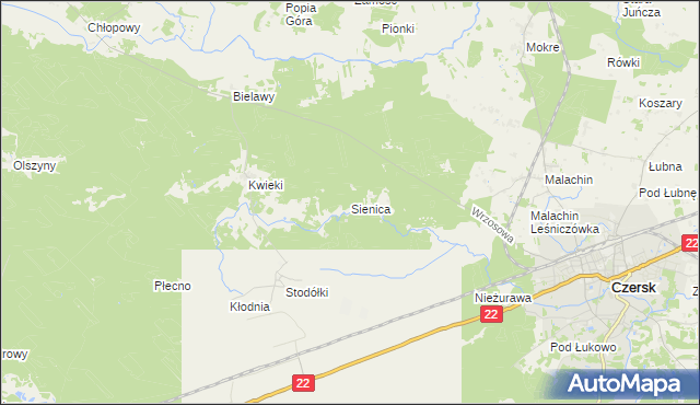 mapa Sienica gmina Czersk, Sienica gmina Czersk na mapie Targeo