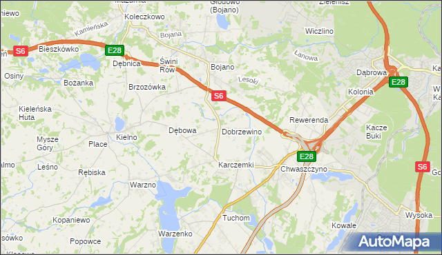 mapa Dobrzewino, Dobrzewino na mapie Targeo
