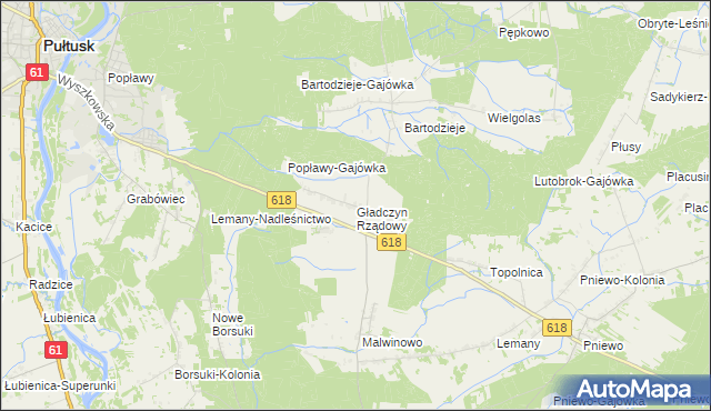 mapa Gładczyn Rządowy, Gładczyn Rządowy na mapie Targeo