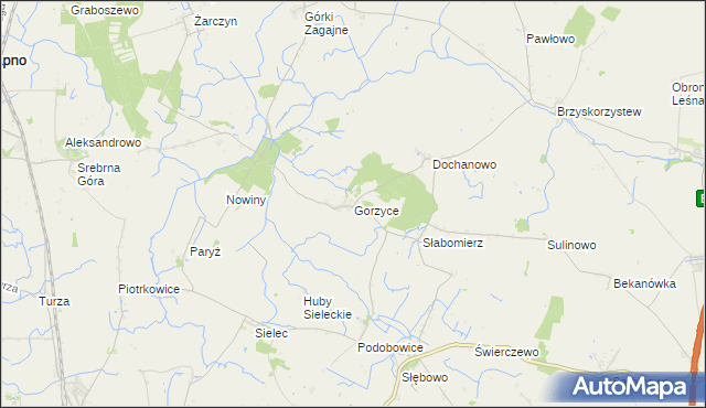 mapa Gorzyce gmina Żnin, Gorzyce gmina Żnin na mapie Targeo