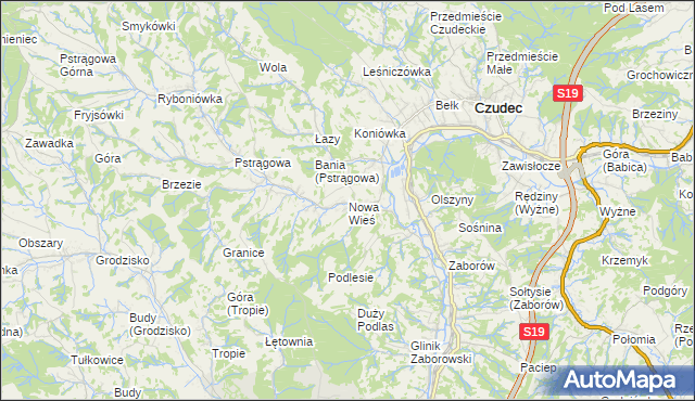 mapa Nowa Wieś gmina Czudec, Nowa Wieś gmina Czudec na mapie Targeo