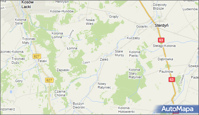 mapa Zaleś gmina Sterdyń, Zaleś gmina Sterdyń na mapie Targeo