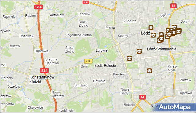 mapa Polesie gmina Łódź, Polesie gmina Łódź na mapie Targeo