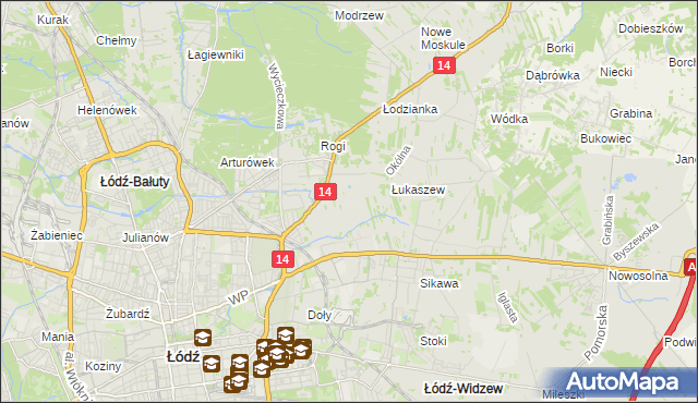 mapa Różki gmina Łódź, Różki gmina Łódź na mapie Targeo