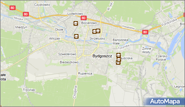 mapa Bydgoszczy, Bydgoszcz na mapie Targeo