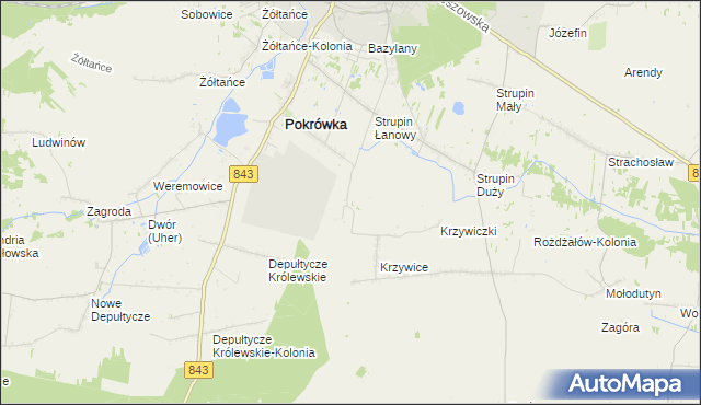 mapa Krzywice-Kolonia, Krzywice-Kolonia na mapie Targeo