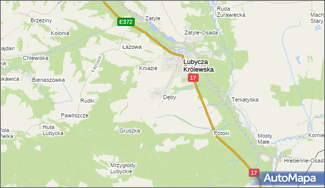 mapa Dęby gmina Lubycza Królewska, Dęby gmina Lubycza Królewska na mapie Targeo