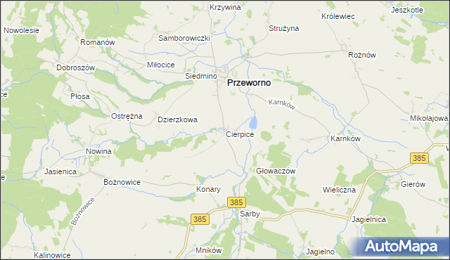 mapa Cierpice gmina Przeworno, Cierpice gmina Przeworno na mapie Targeo