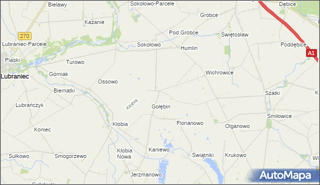 mapa Gołębin-Parcele, Gołębin-Parcele na mapie Targeo