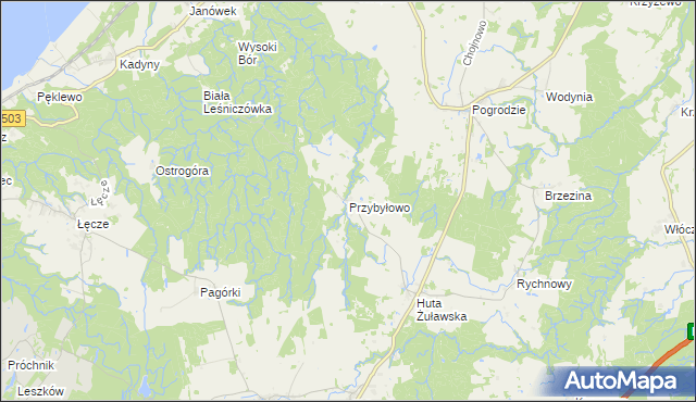 mapa Przybyłowo gmina Tolkmicko, Przybyłowo gmina Tolkmicko na mapie Targeo