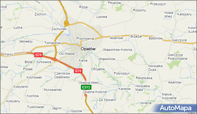 mapa Wąworków, Wąworków na mapie Targeo