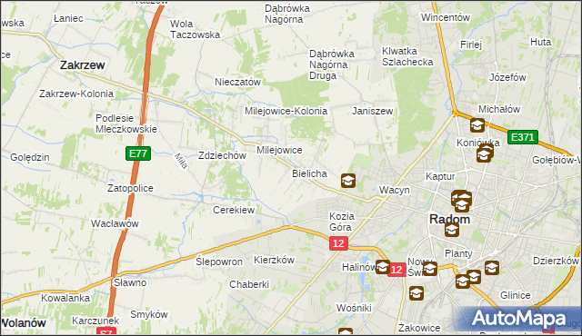 mapa Bielicha, Bielicha na mapie Targeo