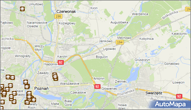 mapa Bogucin gmina Swarzędz, Bogucin gmina Swarzędz na mapie Targeo