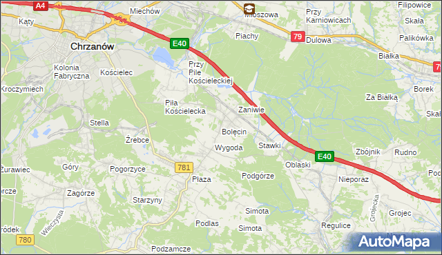 mapa Bolęcin gmina Trzebinia, Bolęcin gmina Trzebinia na mapie Targeo